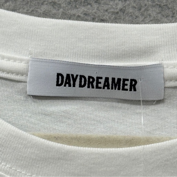 NWT DAYDREAMER Gingham Heart Sleeve Patch Long Sleeve Tee Vintage White One Size - Picture 4 of 16